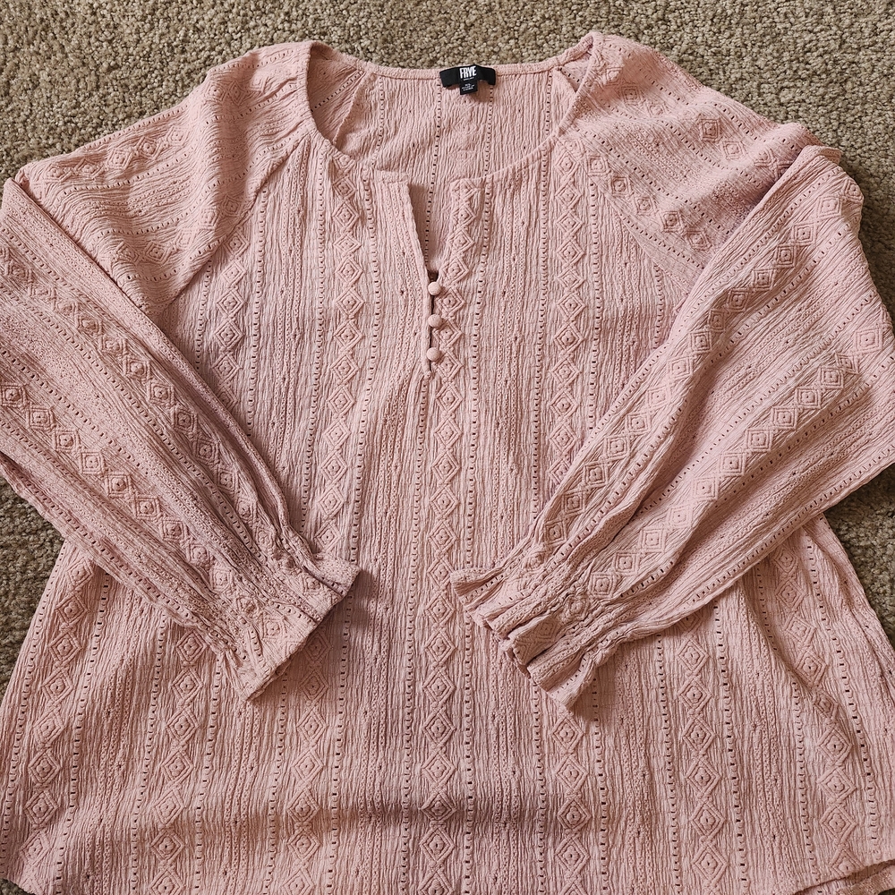 Frye Pink Peasant Boho Embroidered Women's XL Blouse Top